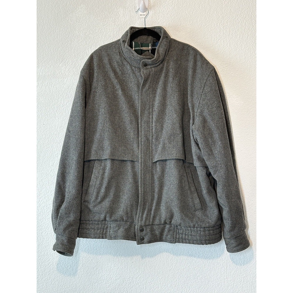 Vintage Members Only Wool‎ Coat Hood Gray Size XLT Bomber Jacket Flannel Lined - Picture 10 of 11